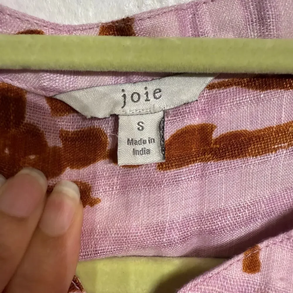 Joie Pink Floral Narumi Linen Sleeveless Blouse Sz S NWOT